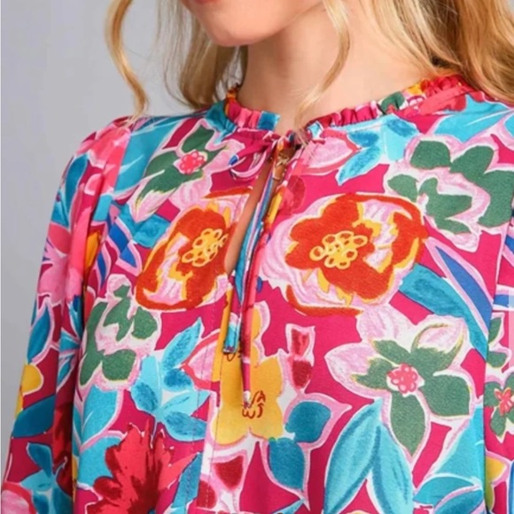 Floral Peplum Blouse in Mulberry - Picture 2 of 3